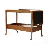 1960's/70's period teak two tier tea trolley fitted a single flap and one drawer to the lower tier
