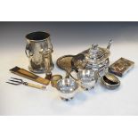 Box containing assorted silver and silver plated wares to include; silver oval table snuff box