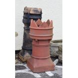 Terracotta crown chimney pot, together with another chimney pot Condition: