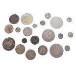 Small quantity of various silver and other coinage contained in a 1914 Christmas gift tin Condition: