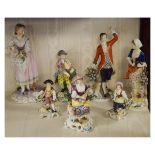 Collection of seven late 19th/early 20th Century Continental porcelain figures Condition: