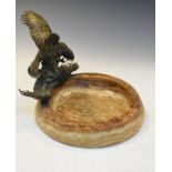 Late 19th/early 20th Century bronze and brown onyx dish having figural decoration depicting two