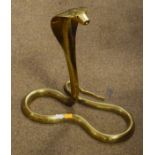 Large brass figure of a hooded cobra Condition: