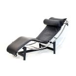 Modern Design - Reproduction Le Corbusier day bed or lounger upholstered in black leatherette