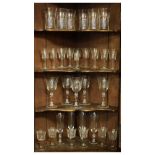 Collection of etched table glass decorated in the Pall Mall style Condition: