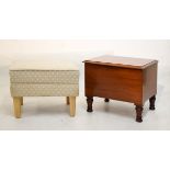 Edwardian mahogany box commode and a modern upholstered footstool Condition:
