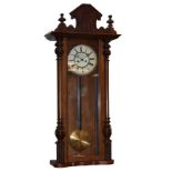 Late 19th/early 20th Century walnut and beech cased twin weight Vienna style wall clock, the off-