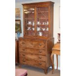 George III mahogany two section secretaire bookcase, the upper section fitted four shelves