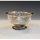 Edwardian silver footed bowl with repoussé floral decoration on reeded foot, Sheffield 1910, 9.3oz