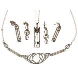 Selection of Charles Rennie Mackintosh collection silver jewellery comprising: two necklaces and two