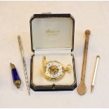 Modern pocket watch, blue glass whistle etc Condition:
