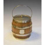 Early 20th Century silver plated mounted oak biscuit barrel Condition: