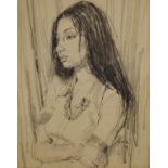 1960's period charcoal portrait - Jennifer, indistinctly signed and dated '69, 61cm x 50cm, framed