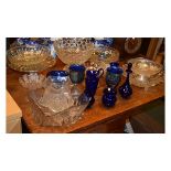 Small quantity of modern Bristol blue glassware, Isle Of Wight glass and various other glass