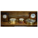 Early 20th Century mahogany cased mantel clock having pewter and hardwood inlay, the dial with
