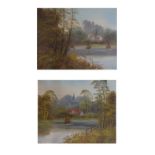 Pair of early 20th Century oils on board - Landscapes, 33.5cm x 34cm, framed and glazed Condition: