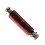 White metal mounted ruby glass double ended scent bottle Condition: