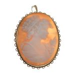 9ct gold framed shell cameo brooch depicting a female in bust profile Condition: