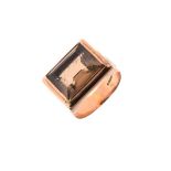 Gentleman's 9ct rose gold and citrine coloured stone dress ring, size Q½, 6.5g gross approx