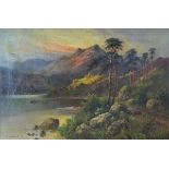 A. de Breanski - Oil on canvas - A Highland landscape, signed, 50cm x 76cm, framed Condition: