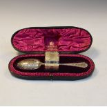 Late Victorian cased christening spoon and napkin ring, London 1891, 1.7oz approx, in fitted box