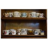 Collection of various God Speed Thee Plough and other two handled cider mugs and loving cups