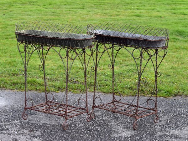 Pair of reproduction Victorian style wirework plant troughs Condition: