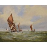 D.Lightfoot - Oil on board - Seascape with fishing vessels, signed, 39.5cm x 49.5cm, framed