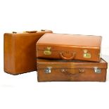 Vintage Samsonite suitcase, a similar suitcase by Victor Luggage and a vintage brown leather