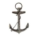 White metal brooch of maritime interest modelled as a fouled anchor, 7cm long, 10g approx Condition: