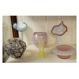 Six pieces of coloured art glassware Condition: