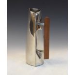 Modern Design - Modernist polished pewter jug having a triangular teak handle by Ron Kusins, Cape
