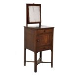 George III mahogany dressing stand having a concealed adjustable mirror, fitted drawer with a