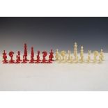 19th Century turned and carved ivory Barleycorn chess set Condition: