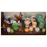 Large quantity of various ceramics and glassware including Sylvac jugs, squirrel ornaments, papier-