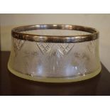 Early 20th Century engraved and cut glass bowl having a silver plated rim Condition: