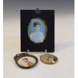 Early 20th Century oval portrait miniature - Study of a lady, together with two other miniatures