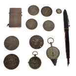 Coins, fountain pen and interesting miscellanea Condition: