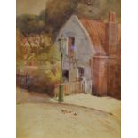 Ethel Woolmer - Watercolour - The Tudor Lodge, Chelsea, signed, inscribed to verso, 31cm x 24cm,