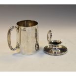 George V silver mug of tapering design with tennis presentation inscription, Sheffield 1929, 7.4oz