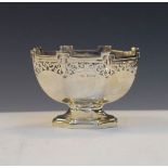 George VI silver pedestal bowl of castellated form with pierced rim on foot, Sheffield 1938, 4.1oz