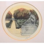 Henri Moricet - Five circular coloured etchings - Versailles, each signed in pencil, 11.75cm