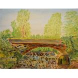 Group of paintings to include; H. Rossiter, Oil on canvas board of river bridge, EH Tonge,