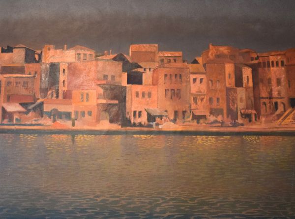 Roger Teagle - Oil on canvas - Chania, Crete, 89cm x 102cm, unframed Condition: