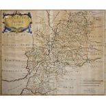 Robert Morden - Antique hand coloured engraved map - Gloucestershire, 34cm x 42cm, framed and glazed