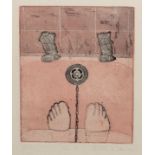 Patricia V. Dawson - Signed artists proof print - 'Feet', 24.5cm x 19cm, framed and glazed