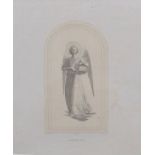 Four 19th Century prints of angels, each in arched niche and entitled in Italian beneath, 34cm x