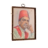 Nesta Jarman - Miniature portrait of a North African gentleman entitled 'The Red Fez' Condition: