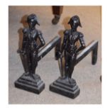 Pair of cast iron figural fire dogs, each formed as Admiral Lord Nelson Condition: