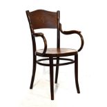 Four items of furniture comprising: Thonet type bentwood armchair, reproduction canterbury, standard